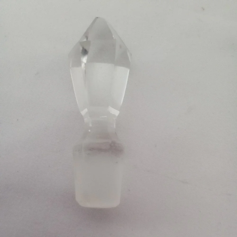 Vintage Clear Faceted Glass Crystal Decanter Stopper Pointed Diamond Top 3 Inch